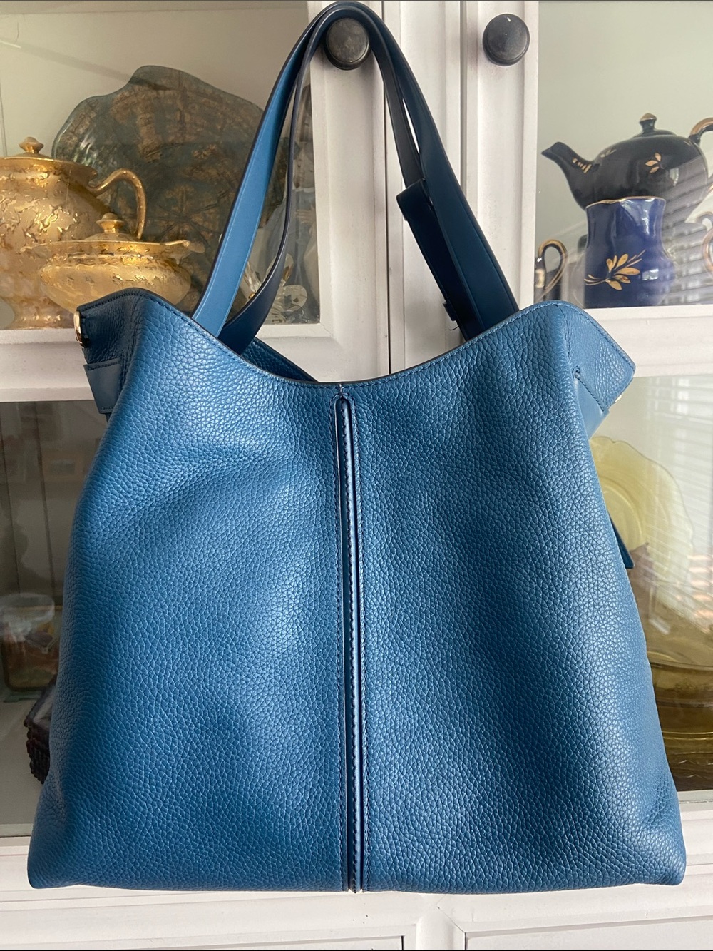 Michael Kors Blue Pebbled Leather Shoulder Bag - Picture 4 of 6